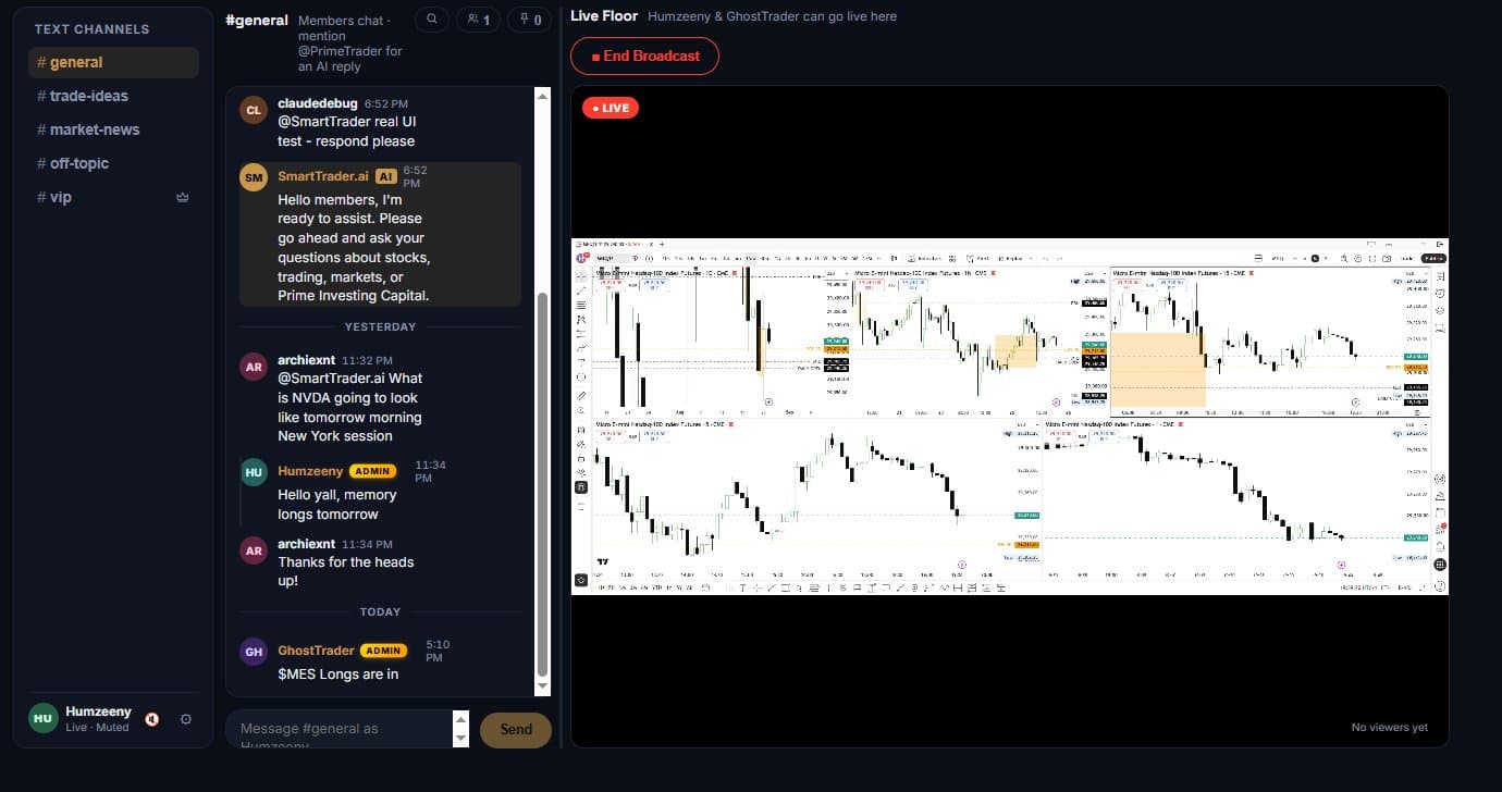 The Edge — live floor broadcast with member chat channels
